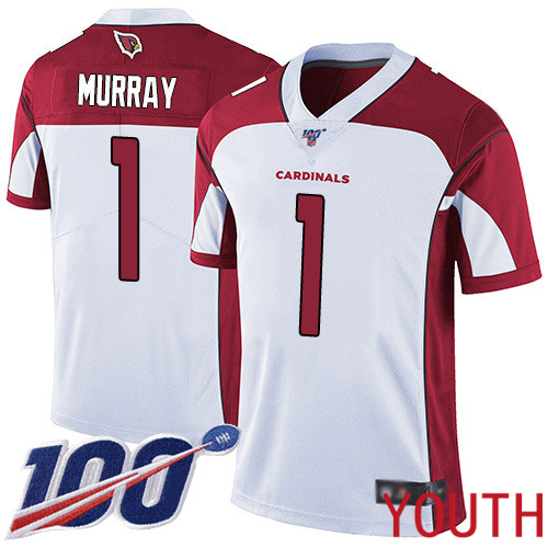Arizona Cardinals Limited White Youth Kyler Murray Road Jersey NFL Football #1 100th Season Vapor Untouchable->youth nfl jersey->Youth Jersey